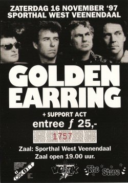 Golden Earring show ticket#1757 November 16, 1997 Veenendaal - Sporthal West